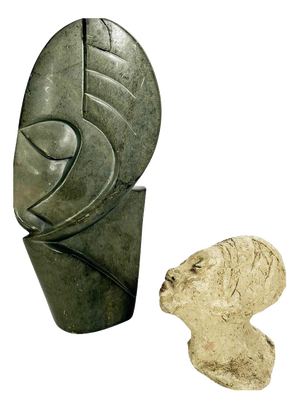 Terracotta and Stone Sculptures, France, 20th Century, Set of 2