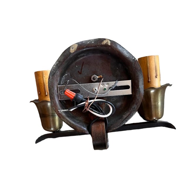 Pair Iron and Brass Simple Design Sconces With Fleur De Lis Emblem, Circa 1920 For Sale - Image 4 of 4