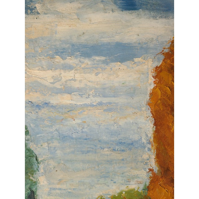 Paper Vintage 1950s Oil Painting Rambouillet France Landscape For Sale - Image 7 of 16