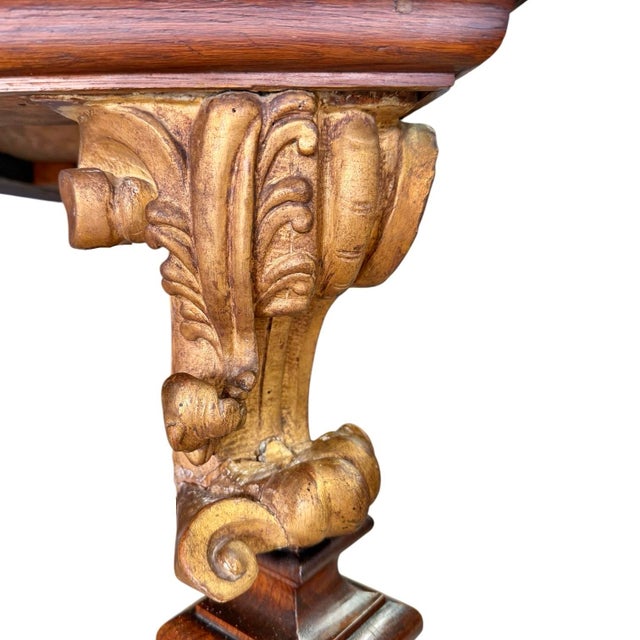 Italian Baroque Revival Giltwood and Oak Console Table, 18th Century and Earlier For Sale - Image 12 of 13