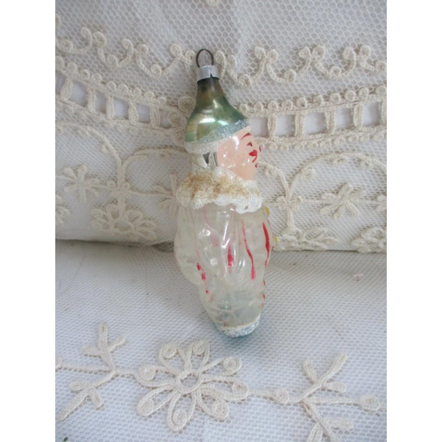 1910s Antique German Christmas Feather Tree Hand Blown Glass Clown Ornament For Sale - Image 5 of 7