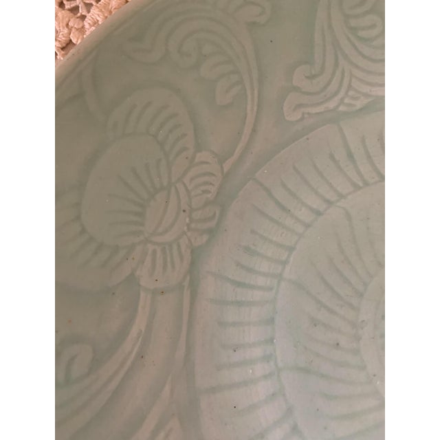 Mid 20th Century Large Chinese Celadon Plate With Export Seal For Sale - Image 4 of 8