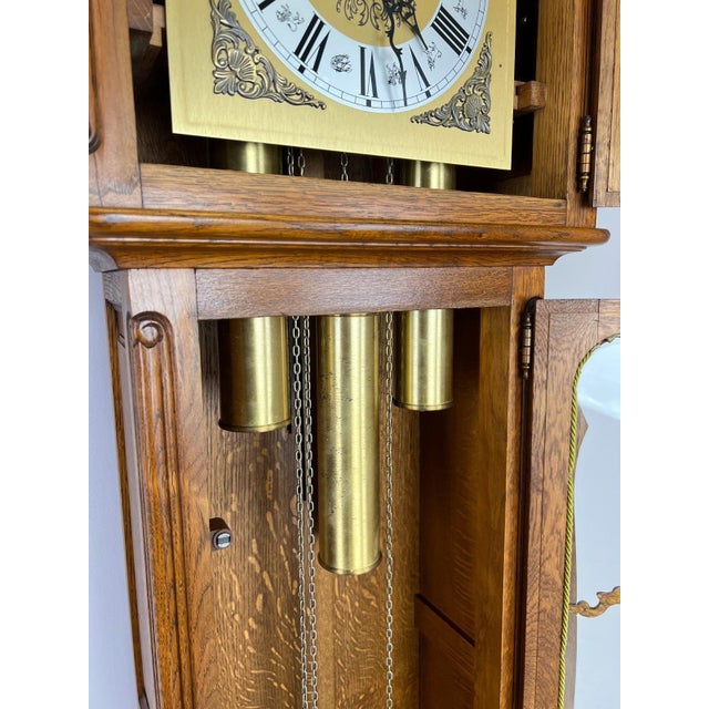 Vintage French Louis Style Oak Grandfather Clock For Sale - Image 11 of 14