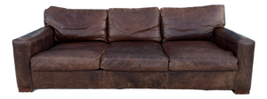 Restoration Hardware Genuine Top Grain Brown Leather Sofa