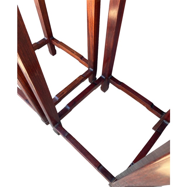 Brown Antique Chinese Hand Carved Rosewood Pedestal Stands Pair For Sale - Image 8 of 9