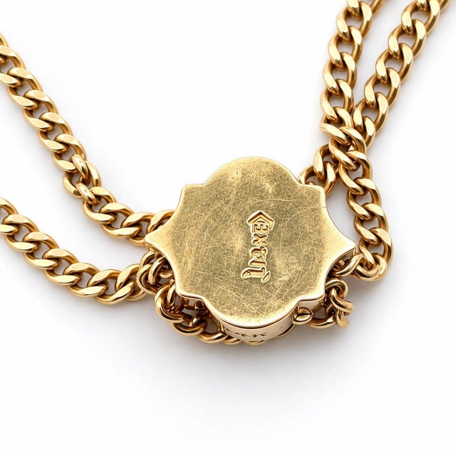 Metal Antique Victorian 14k Yellow Gold Watch Fob Chain With Pearl & Turquoise For Sale - Image 7 of 8