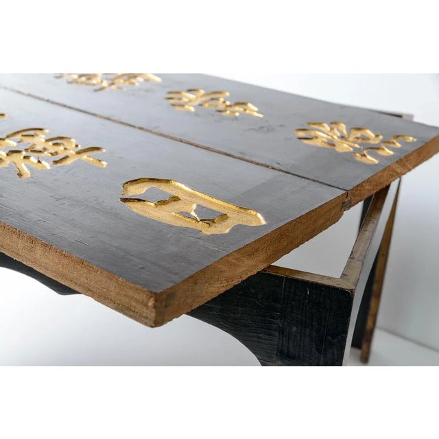 Wood Asian Black & Gilt Coffee Table With Asian Characters & Ming Feet For Sale - Image 7 of 8