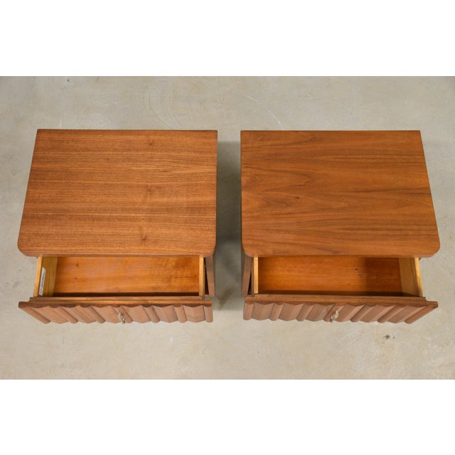 1960s Refinished Walnut Nightstands by Young - A Pair For Sale In Boston - Image 6 of 8