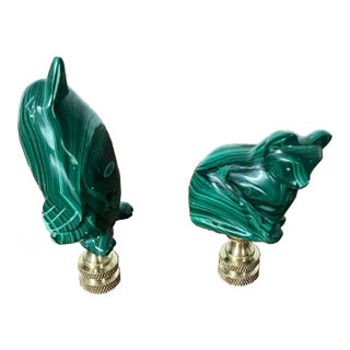 1960s Two Makachite Animals Lamp Finials For Sale