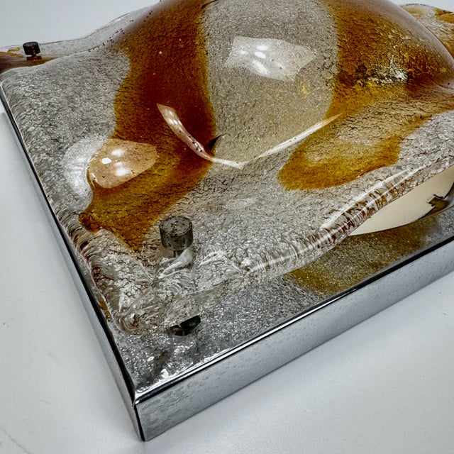 Metal Large Mid-Century Flush Mount Lamp by Toni Zuccheri for Mazzega, Italy, 1970s For Sale - Image 7 of 9
