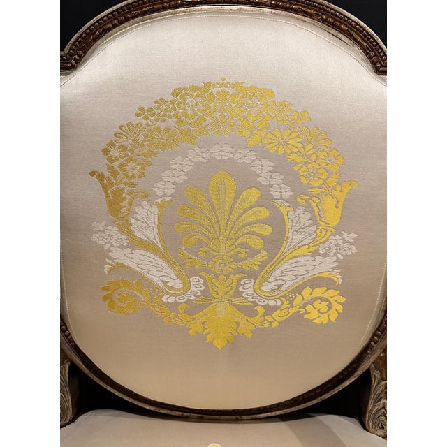 French Early 20th Century Pair Of French Louis XVI Fauteuils For Sale - Image 3 of 11