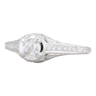 New Floral Filigree Diamond Engagement Ring 14k Gold SZ 6.75 Solitaire Rose Cut For Sale