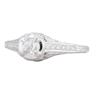 New Floral Filigree Diamond Engagement Ring 14k Gold SZ 6.75 Solitaire Rose Cut