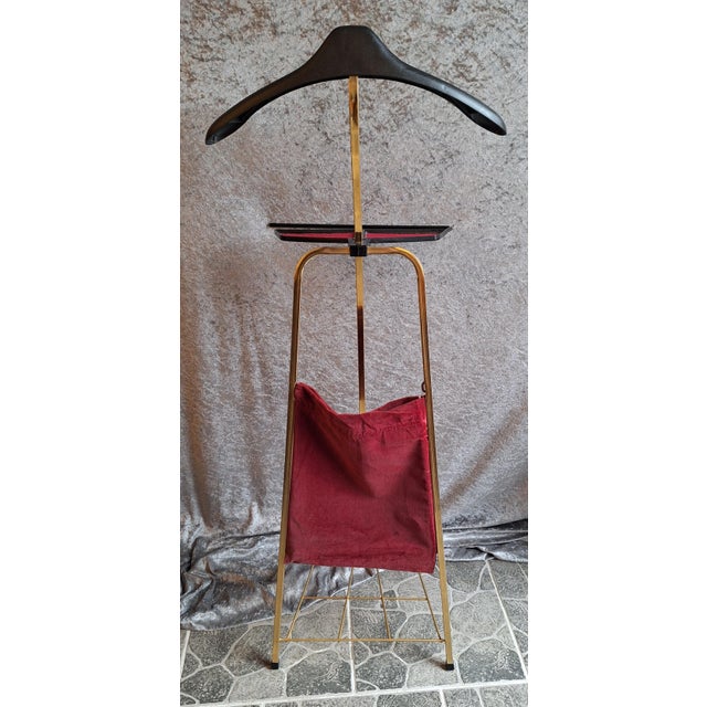 Vintage Foldable Valet Stand with Gold-Plated Metl Farame from Hailo Page, 1960s For Sale - Image 4 of 9