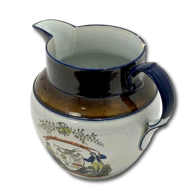 Large Antique English Transfer Decorated Pearlware "Farmers Arms" Motto Pitcher - Batter Jug Very Early 19th Century For Sale - Image 9 of 12