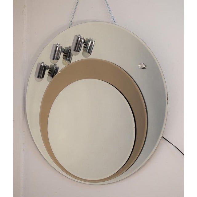Circular Mirror with 3 Lights, Italy, 1970s For Sale - Image 16 of 16