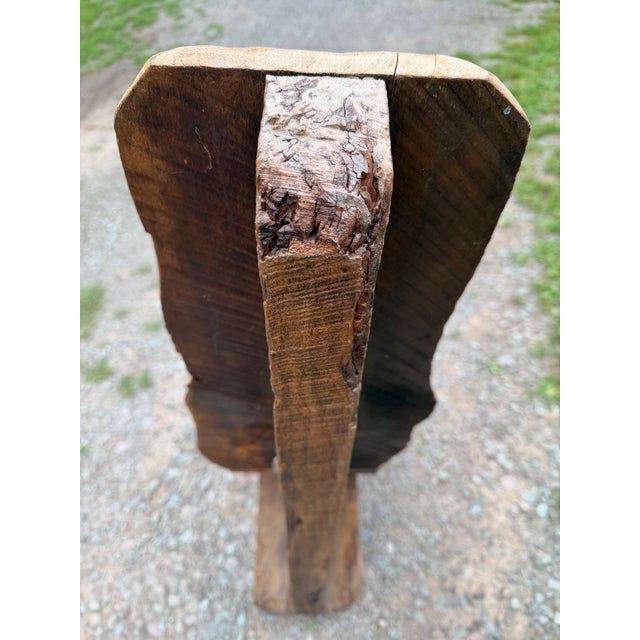 Vintage Primitive Live Edge Slab Stargazer Viking Chair (47x12) For Sale - Image 11 of 18