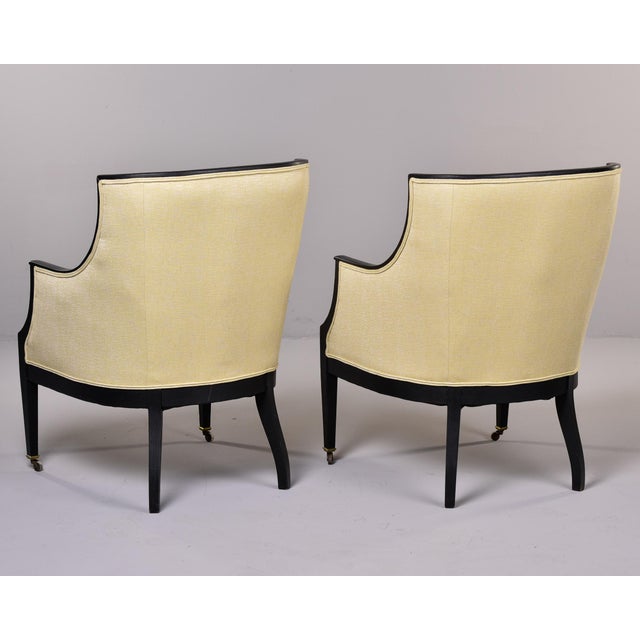 Gustavian (Swedish) Pair 1930s Swedish Chairs With Black Frames and New Upholstery For Sale - Image 3 of 11