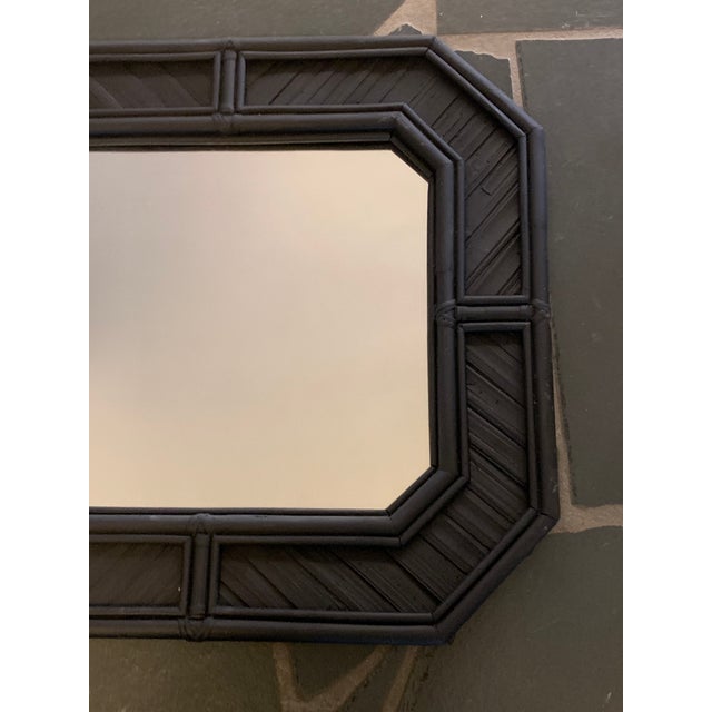 Vintage Matte Black Rattan Wall Mirror Chairish