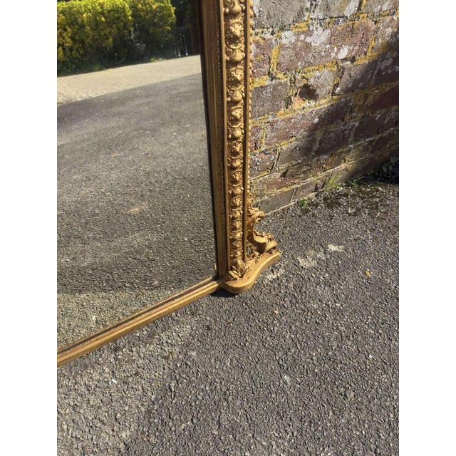 Antique English Arched Top Gilt Overmantle Mirror, 1800s For Sale - Image 3 of 7