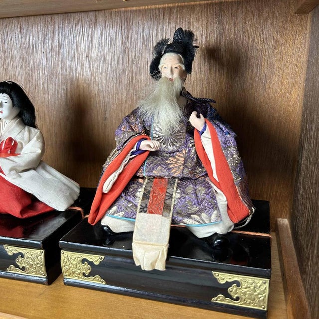 Wood Meiji Era Traditional Hina Matsuri Doll Set, Japan, 1890s For Sale - Image 7 of 18
