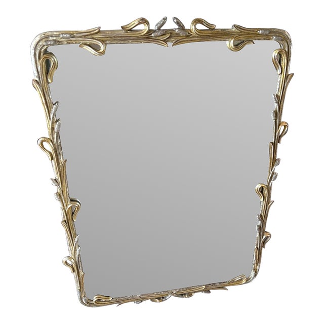 1970s Elegant Gold Gilt Mirror — “Cat O Nine Tails” For Sale