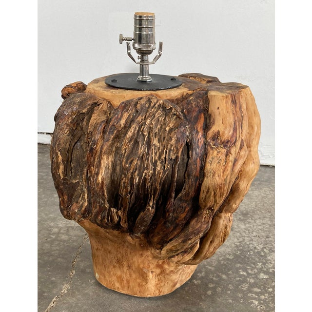 Vintage Knotty Burled Wood Table Lamps, a Pair For Sale - Image 13 of 15