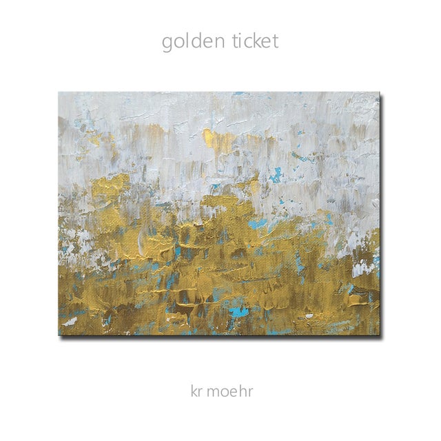 ORIGINAL ABSTRACT PAINTING | FRAMED ART READY TO HANG GOLDEN TICKET is an original abstract created with acrylics on...