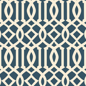 Sample - Schumacher Imperial Trellis II Wallpaper in Ivory/Navy
