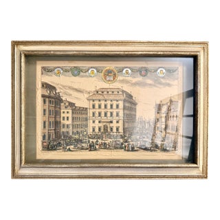 Early 18th Century Oldest Central Bank, Stockholm, Sweden, Isaak Sailmaker Delin. Engraving, 1691 - 1705 For Sale