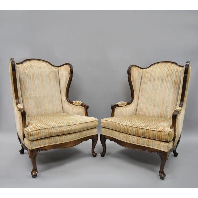 Vintage Ethan Allen Queen Anne Wingback Chairs A Pair Chairish