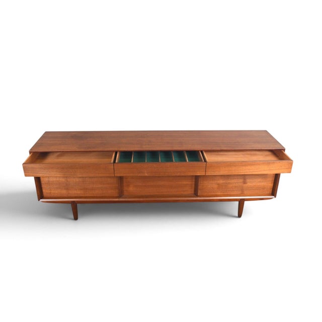 Wood Vintage John Herbert Low Teak Credenza, Attributed For Sale - Image 7 of 9