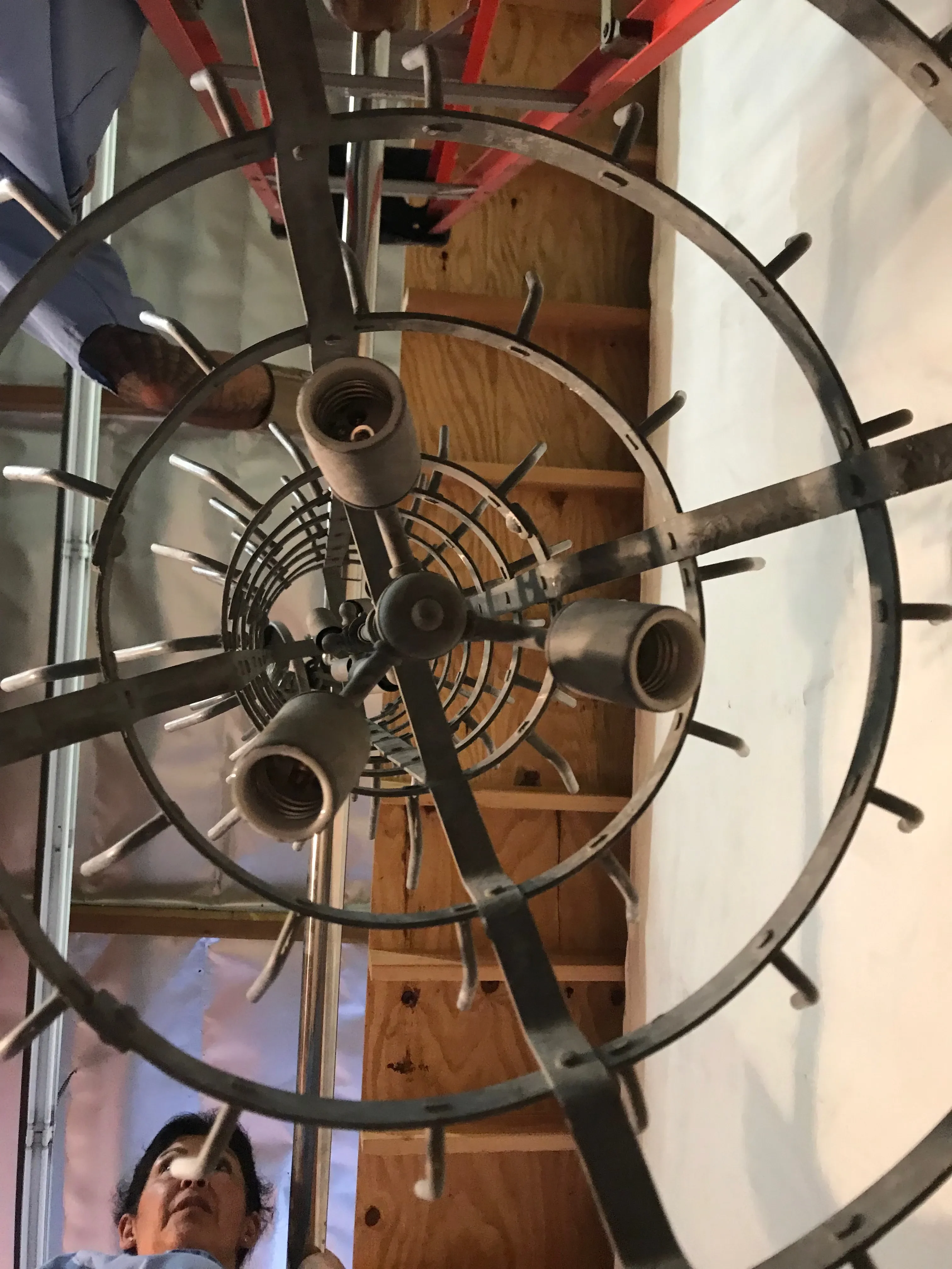 Antique Zinc French Bottle Drying Rack Made Into Chandelier | Chairish