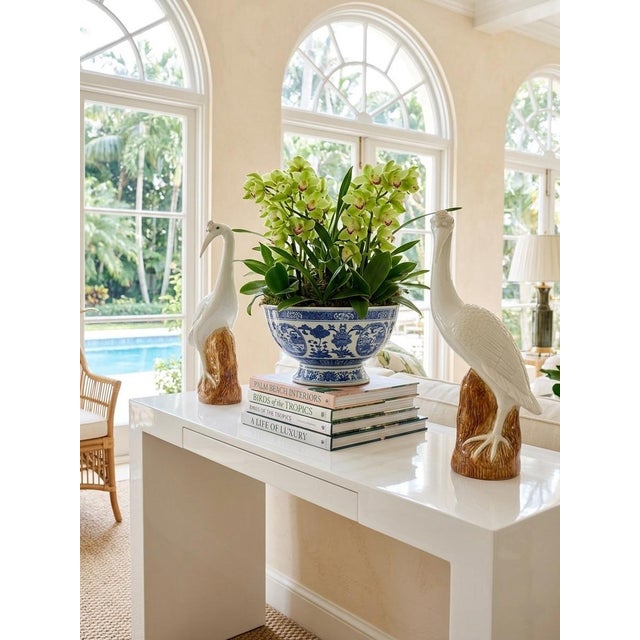 Pair of Vintage Mid-Century Italian Ceramic Crane Figurines For Sale In West Palm - Image 6 of 10