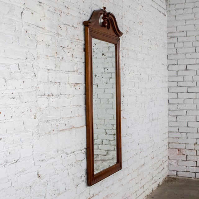 Late 20th Century Mid to Late 20th Century Chippendale Style Wall Mirror Rectangular With Arched Carved Pediment Top For Sale - Image 5 of 18
