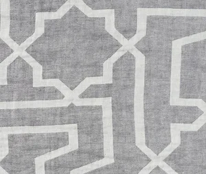 Schumacher X Mary Mcdonald Arabesque Maze Sheer Fabric in Grey