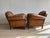 Animal Skin Antique Pair French Leather Chairs For Sale - Image 7 of 17