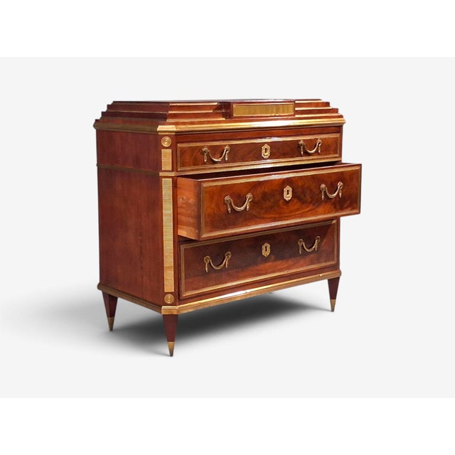 Wood Russian Neoclassical, Commode, Crotch Mahogany, Bronze, Baltic States, 1860s For Sale - Image 7 of 16