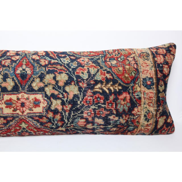 Navy Blue Antique Collectore Handwoven Persian Rug Pillow Cushion Cover -16'' X 47'' For Sale - Image 8 of 10