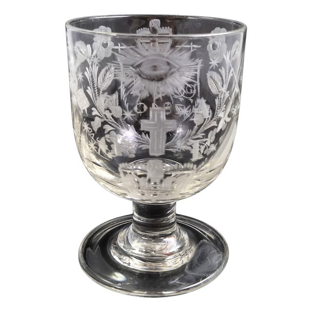 English Gaof Wheel-Engraved Lead-Glass Rummer, 1820s For Sale