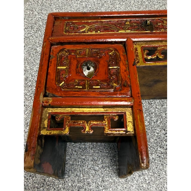 Antique Chinese Red Altar Table Box For Sale - Image 12 of 12
