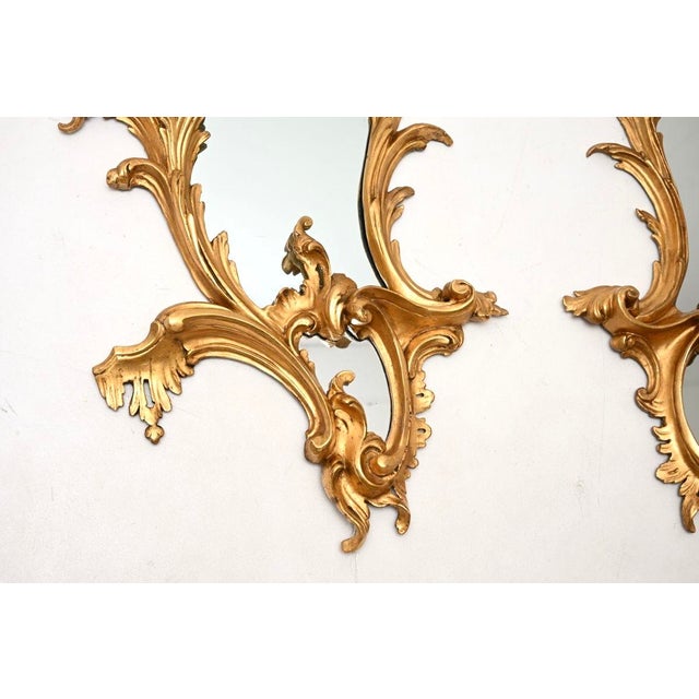 Glass Antique French Carved Gilt Wood Mirrors, 1850, Set of 2 For Sale - Image 7 of 11