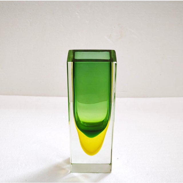 1960s Large Vintage Rectangular Block Vase in Murano Sommerso, Italy, 1960s For Sale - Image 5 of 18