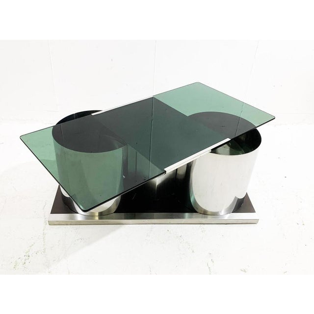 Modular Coffee Table in Chrome and Smoked Glass, Italy, 1970s For Sale - Image 12 of 14