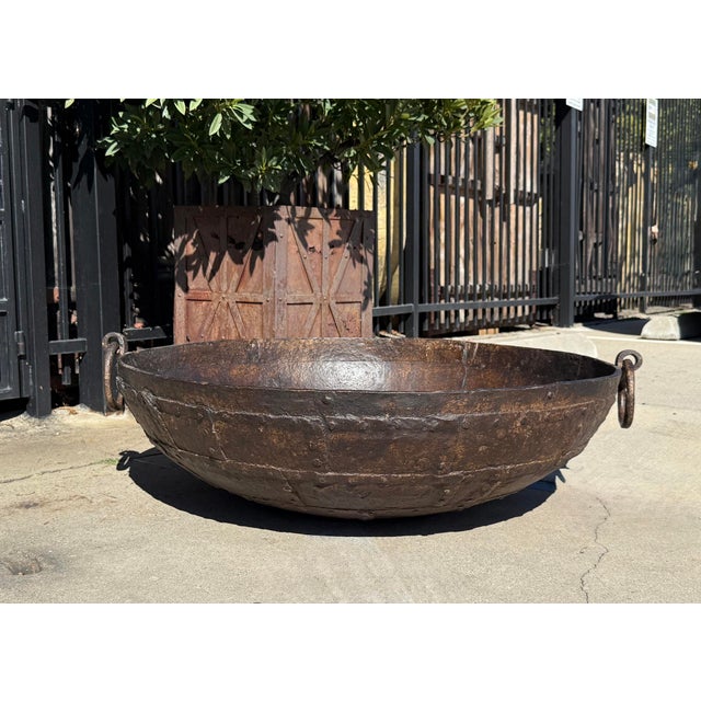 Vintage Iron Kadai Rustic Industrial Fire Bowl For Sale In Los Angeles - Image 6 of 8