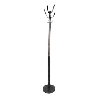 Mid Century Chrome and Black Coat Tree Rack C. 1950/70’s For Sale