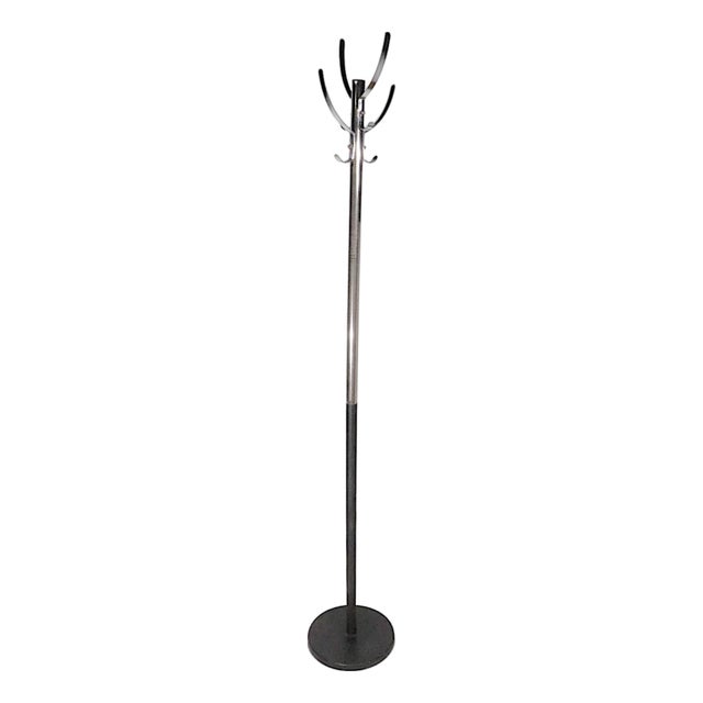 Mid Century Chrome and Black Coat Tree Rack C. 1950/70’s For Sale