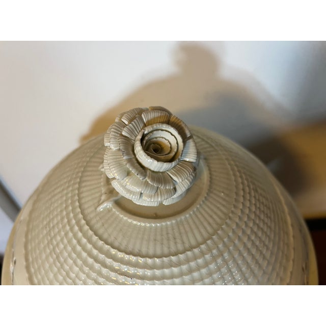 Antique 18th Century George III Creamware Covered Footed Bowl, Compote or Centerpiece With Flower Finial For Sale - Image 12 of 17