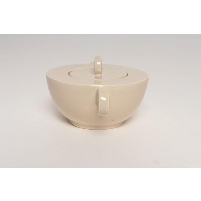 Jean Luce French Art Deco Taupe Ceramic Lidded Sugar Bowl by Jean Luce For Sale - Image 4 of 14