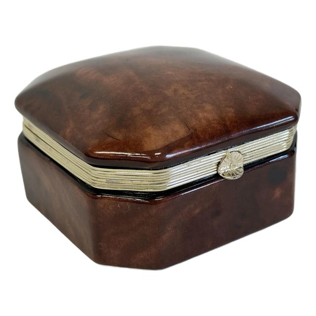 Vintage Frederick Cooper Style Porcelain Faux Burl Wood Box For Sale